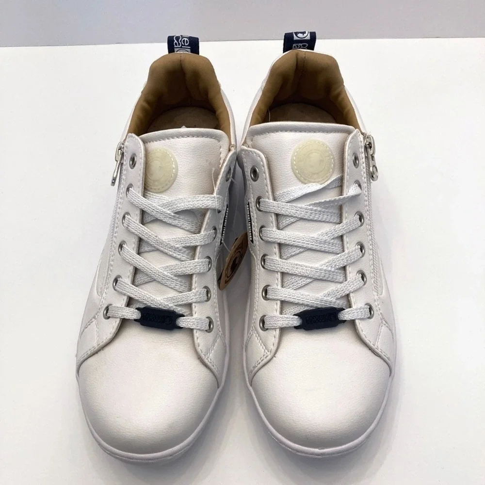 Coronel Tapiocca White Leather Walking Sneakers Zip Close EU 39 Womens 8‎